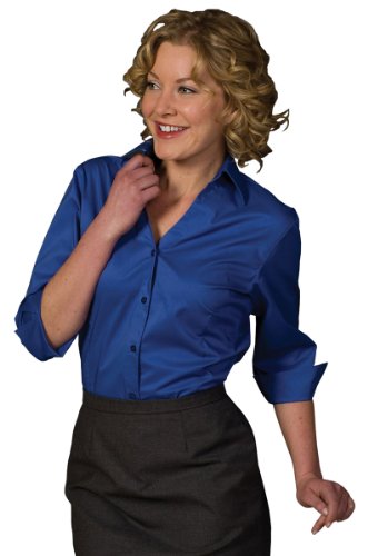 Edwards Ladies' Tailored V-Neck Stretch Blouse 3/4 Sleeve Medium French Blue #TOP18