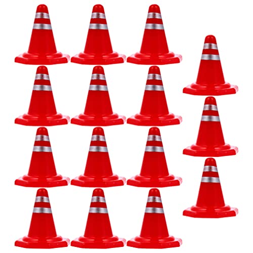 Toddmomy Traffic Roadblocks Simulation Table Props Miniature Road Cone Signs Educational Toy for Kids Lightweight Durable 1.14X1.06X1.06 Inch