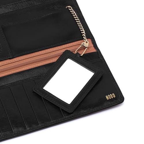 HOBO Rachel Leather Trifold Continental Wallet has a Vintage-Inspired Aesthetic, Frame Closure, Money Slot, Card Organizer, Slip Pocket, and Small Mirror, Black3