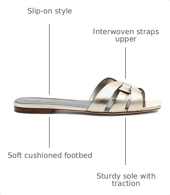 Image of THESHY Women's Flat Sandals Square Toe Patent Leather Comfortable Slip on Slippers Casual Summer Dressy Beach Slide Sandals for Women