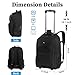 WIRABO Rucksack mit Rollen, 17.3 Zoll Laptop Trolley 40L Reisetasche mit Rollen Groß Schultrolley Handgepäck für Herren Business, Arbeit, College, Schwarz