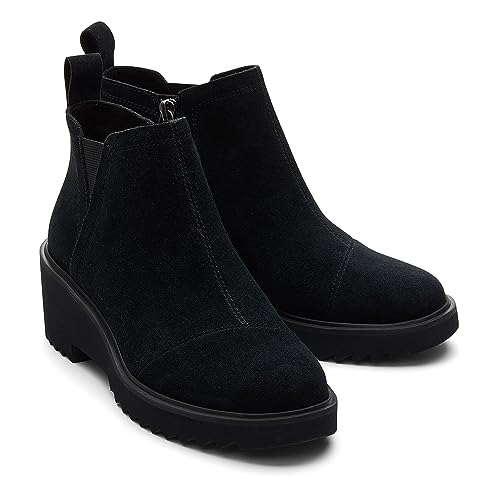 Image of TOMS Women's Maude Wedge Boot, Leather Upper, OrthoLite Insole, Side Zip, Lightweight