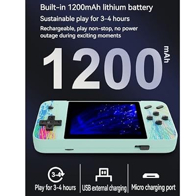 Retro Handheld Game Console, 3.5-inch HD Screen, 800 Classic Games, Single Player or 2-Person Game Mode, Retro Gaming Console,Grey/Pink (Grey)