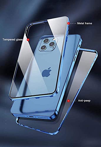 Housse magnétique anti-peep iPhone 13 Pro Max rouge double verre - 3