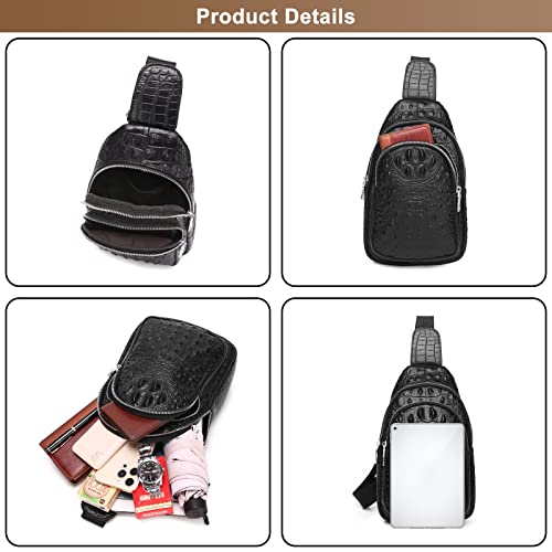 Men's Genuine Leather Sling Crossbody Chest Bag Backpack Waterproof Crocodile Embossing Shoulder Bags Travel Bag Daypack4