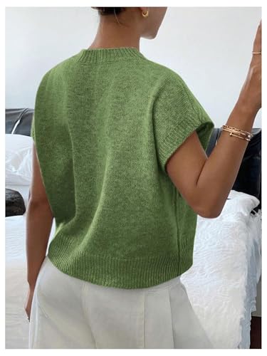 Image of SOLY HUX Women's Short Sleeve Sweater 3D Floral Sweaters Pullover Tank Tops Knit Vest Trendy Fashion Clothing