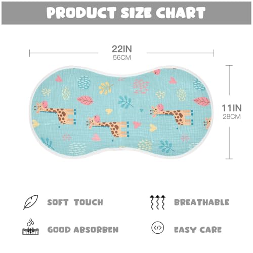 2 Pack Muslin Burp Cloths Giraffe Leaves Blue Cotton Baby Burp Cloths Ultra Absorbent Burping Cloth Soft Spit Up Rags for Newborn Boys Girls, Large 22" x 11"2