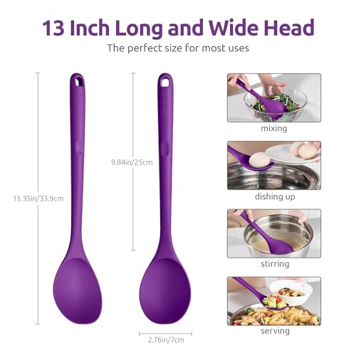 Image of U-Taste Silicone Cooking Spoon, 13.3 inch Long Large Mixing Spoon, Purple