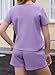 blibean Tween Girls Summer Clothes Set Big Kids Short Sleeve Waffle Shirt Shorts Outfits Fashion Two Piece Colorblock Textured Knit Tops Beach Pockets Rompers Size 14 15 16 Years Old Purple