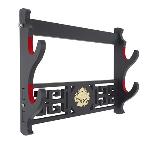 Eforlife Dragon Sword Holder Wall Mount Velvet Padded Katana Stand Samurai Sword Holder Display Rack (2-Tier)