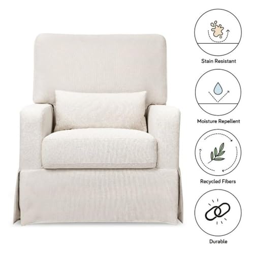 Image of Namesake Crawford Pillowback Comfort Swivel Glider in Performance Cream Eco-Weave, Water Repellent & Stain Resistant, Greenguard Gold & CertiPUR-US Certified