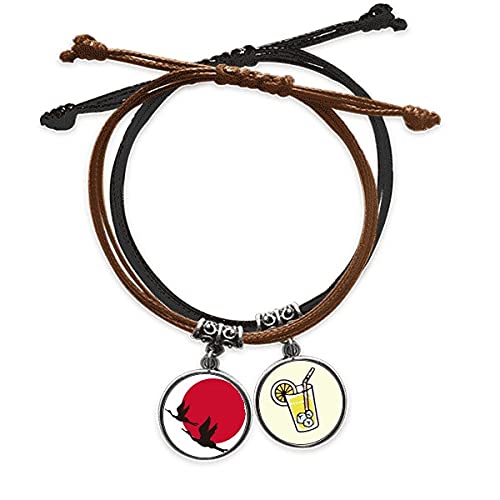 Bracelet style Japon oies battantes en corde rouge et noir pour offrir