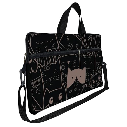 Case Capa Maleta Premium Para Notebook Laptop de 15,6 com Alça de Mão Alça de Ombro e Zíper Lateral - Gatinhos Pattern