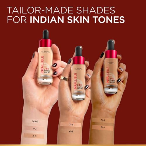 Image of L'Oreal Paris Infallible 24H Tinted Serum Foundation, Light-weight Coverage, Dewy & Radiant Finish, Transfer-proof, 30ml