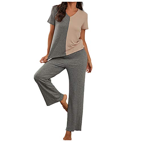 Conjunto Chándal Mujer Casual 2 Piezas Chandal Mujer Completo con Camiseta Manga Corta y Pantalón...