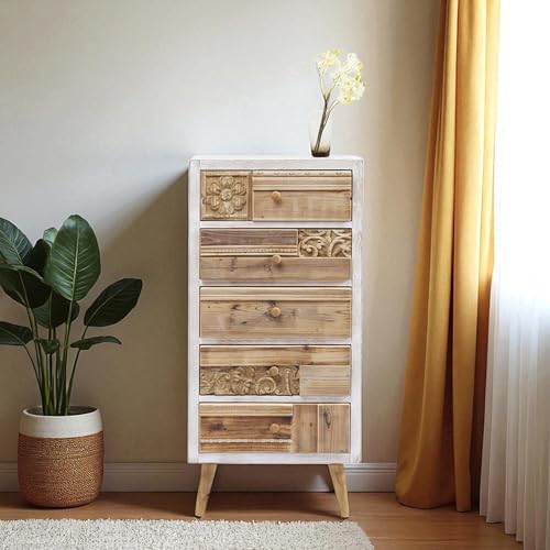 Image of The Attic Duns Drawer Chest, Kitchen and Living Room Storage, Solid Wood, Natural Matte Finish