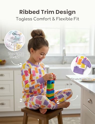 Image of PATPAT Bamboo Viscose Pajama Sets for Toddler Boys & Girls Baby Kids, Ultra-soft Snug fit Pjs Sleepers for Birthday Holiday