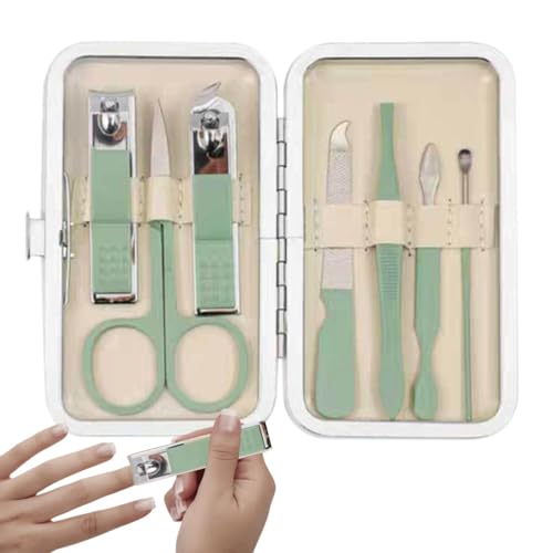 Kit de manicura y pedicura, kit de manicura para mujer, conjunto de manicura portátil de 7 piezas cortaúñas de acero inoxidable, kit de cortaúñas, kit de limpieza de uñas, herramientas de manicura