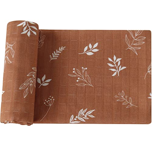 Image of LifeTree Muslin Swaddle Blankets for Boys & Girls, Neutral Baby Swaddle Blankets Unisex Newborn Receiving Blanket Swaddle Wrap, 47 x 47 inches, Boho Bronze Leaf
