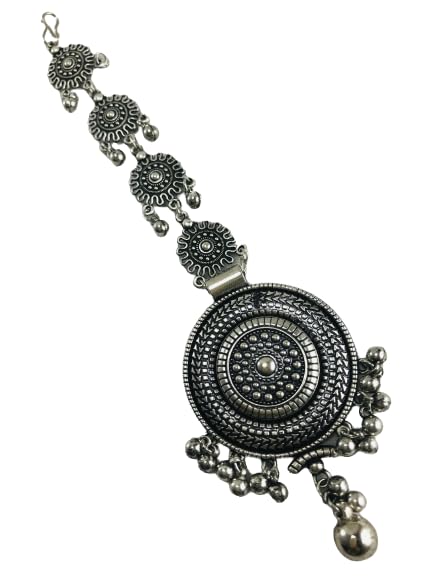 THE OPAL FACTORY Garba Navratri Jewellery Sets for Women German Silver Oxidised/Maang Tikka/Mathapatti Tikka for Women and Girls. (TOF Oxi Floral Pendant Teeka) (B0CJ5DYZYD) Amazon Price History, Amazon Price Tracker