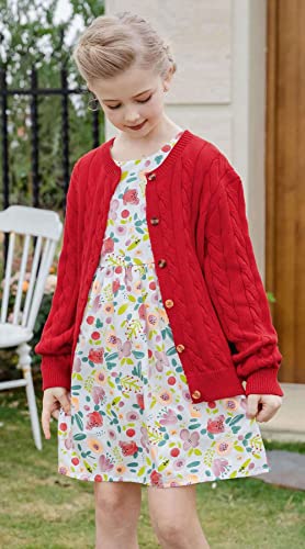 SMILING PINKER Little Girls Boys Cardigan Toddler Unisex Chunky Cable Knit Cotton Button Up Sweater2