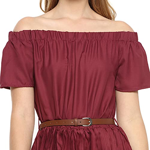 Image of PINACOLADA Women Stylish Solid with Belt Casual Dresses
