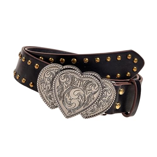 Waist Belt Buckle Belt 3.8cm Wide PU Leather Vintage Fashion Jewelry Gifts for Women for Party Jeans Pants Disco Dancing, Black