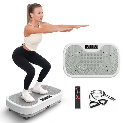 JOROTO JV30 Placa Vibratoria | Entrenamiento para Todo el Cuerpo en casa | 9 Modos de vibración | 99 Niveles de vibración | con Control Remoto de Bandas de Resistencia | Capacidad de Carga 150kg