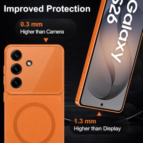 Image of SHINESTAR Luxury Matte Glass Magnetic Phone Case for Samsung Galaxy S26 5G | Wireless Charging Support | Camera Lens Protection | Shockproof Slim Protective Back Cover | Orange