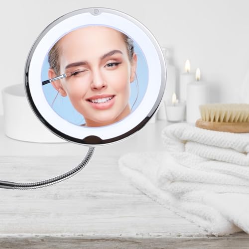Espejo de maquillaje de tocador con luz LED incorporada y aumento 7