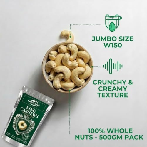 Image of Cooper&Avis W150 Super Jumbo Cashews, 250g | King Size Whole Cashew Nuts, Raw & Creamy