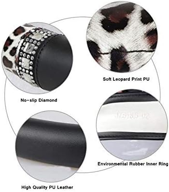 NAWATAF Diamond Steering Wheel Cover with Bling Rhinestones Leopard Pattern Leather Universal Fit 15 Inch Car Wheel