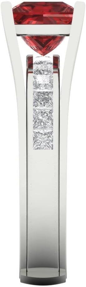 Clara Pucci 3.5 ct Princess Cut Solitaire Natural Red Garnet Designer Art Deco Statement Wedding Sliding Ring Band Set 18K White Gold