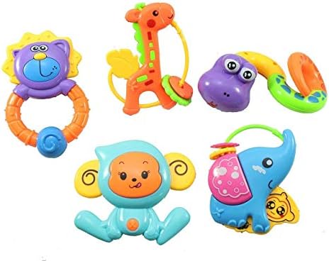 Storio Lovely Colourful Rattle for Babies Rattle Toys - Pack of 5 (Multicolour)