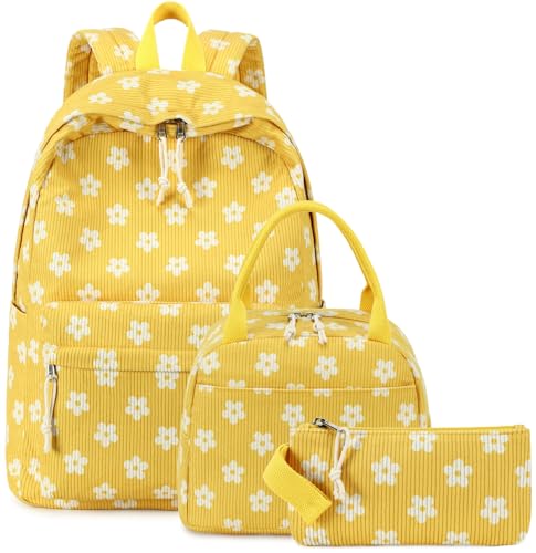 Bluboon School Backpack Set Girls Womens Laptop Bookbag Casual Daypack Fits 15 inch Laptop with Lunch Tote Bag and Pencil Bag