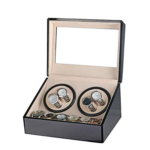 Expositor automático para 4 relojes de madera con giro negro 4