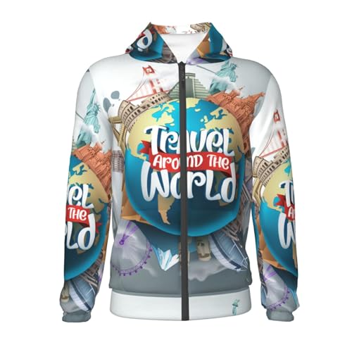 Travel Around The World Kid Hoodies Boys Zip Up Sweatshirts Girls Pullover with Pocket2