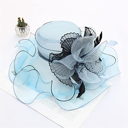 Chapeau de soleil en organza pour femmes avec fleurs en mousseline
