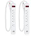 Maxxima 6 Outlet USB Power Strip with Dual USB Charging Ports Surge Protector 300 Joules 2.4A (2 Pack)