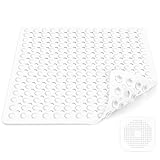 Duschmatte rutschfest,53x53cm,100% BPA frei,inkl 1 Abflusssieb Silikon,Antirutschmatte Dusche,maschinenwaschbar, schimmelresistent,hautsensitiv(Weiß)