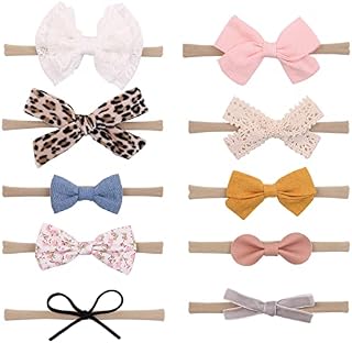 Yueshop 10PCS Baby Girls Headbands Different Style 10 Colors Bow Knot Newborn Headband Soft Flexibility Nylon Hair Band for Baby Birthday, Festival Celebration, Photography Props Accessories