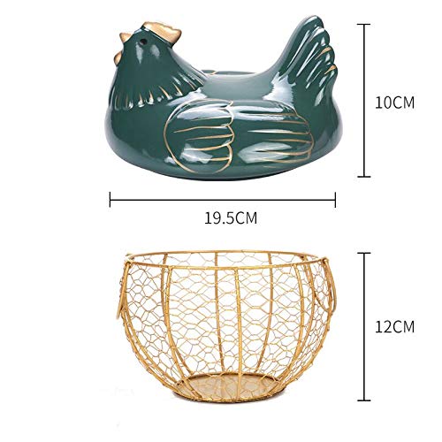 Image of Ixora Ceramic Rooster Egg Basket (Green)