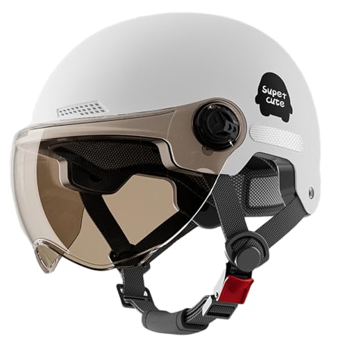 Casco De Motocicleta - Medio Casco Moto | Yelmo Moto Scooter para Adultos | Ciclomotor Yelmo | Gorra Mujer Hombres Adultos | Protector De Seguridad Ajustables | Protector Motocicleta con Cara Abierta