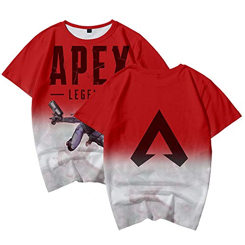 GAM Camiseta Unisex Apex con impresión 3D, Juego de Ocio Juvenil, Cuello Redondo, Manga Corta, Camisetas de Cosplay para Hombre y Mujer, XXS-XXXXL, Rojo, XXS