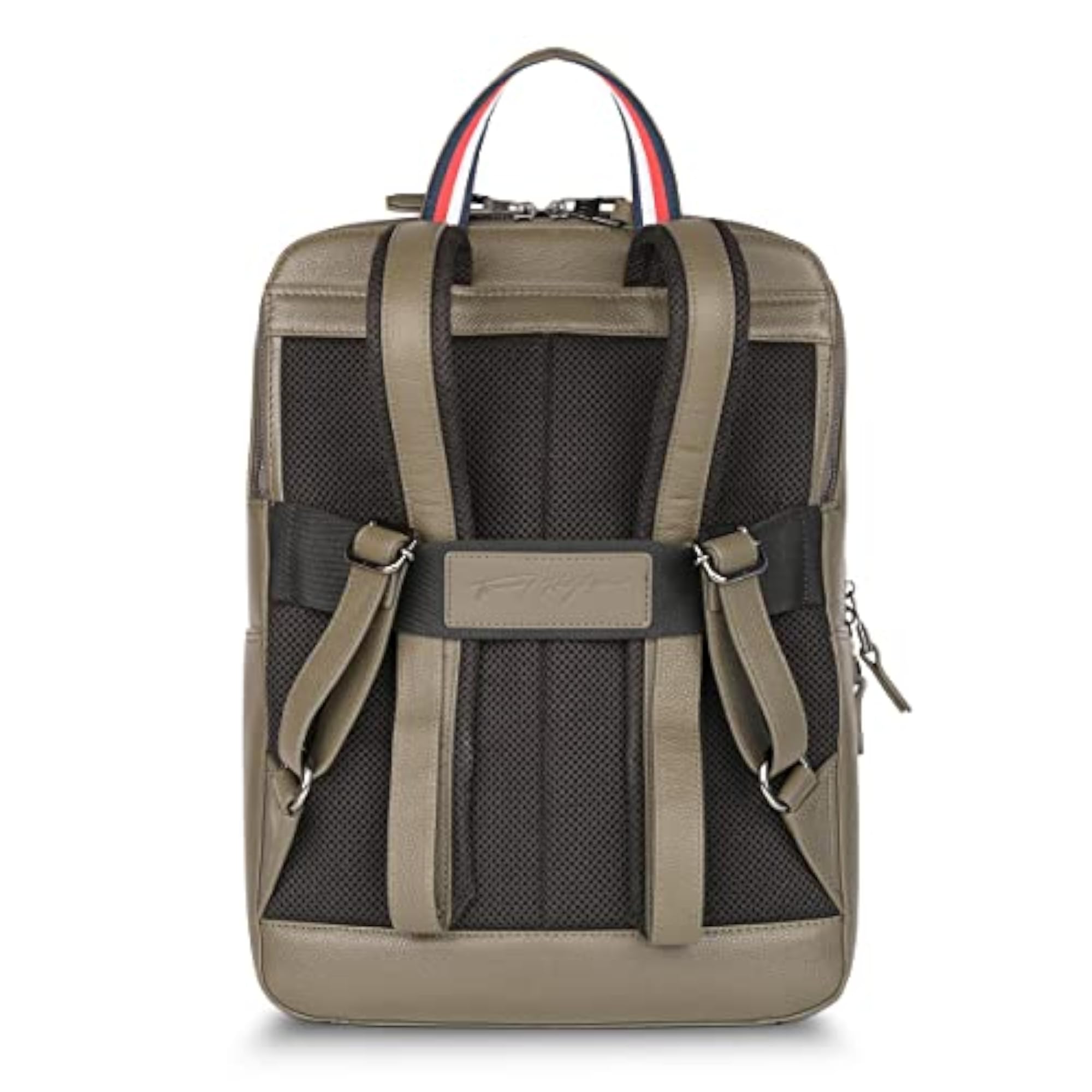 Prudence Unisex Olive Leather 14 Inch Laptop Backpack