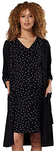 HAPPY MAMA Para Mujer Set Camisón Bata Premamá Embarazo Lactancia 1343 (Negro, 36, S)