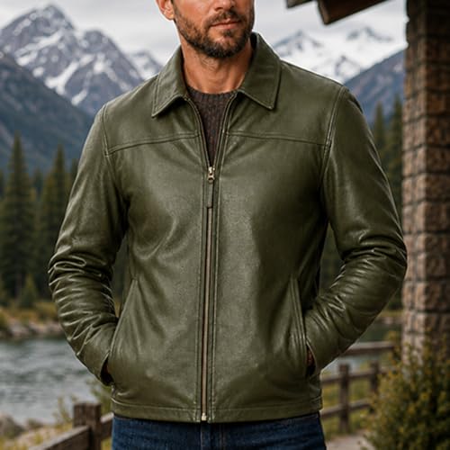 Image of Isaac & David Chicago Men's New Black /Brown Lambskin Leather Classic Open Bottom Jacket Motorcycle Vintage Racing Jacket