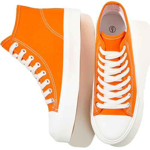 Image of Uoidru High Top Sneakers for Women Canvas Shoes White Canvas High Tops Women Casual Shoes Lace Up Fashion Sneakers