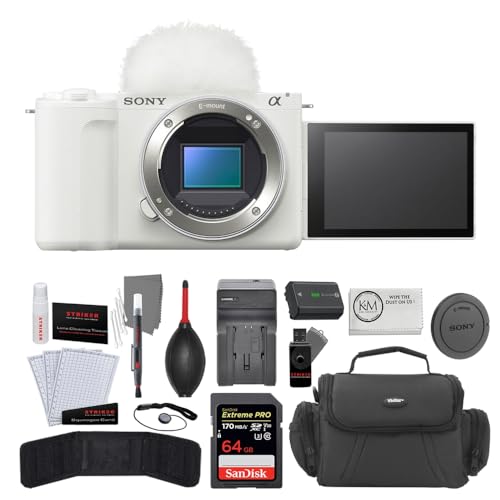 Sony ZV-E10 II Mirrorless Camera | White Bundled with 64GB Memory Card + Battery Charger + Photo Starter Kit + Camera Bag + Microfiber Cleaning Cloth (6 Items)