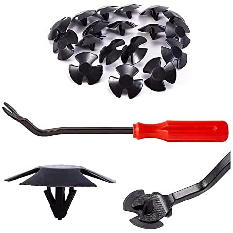 FEBRYTOLD Hood Insulation Retainer Clips - 40 Pcs Hood Insulation Retainers for Jeep Chrysler Dodge Ram Replace OEM 4878883AA LH LHS Nylon Clip with 1 Pcs Plastic Fastener Remover Cover